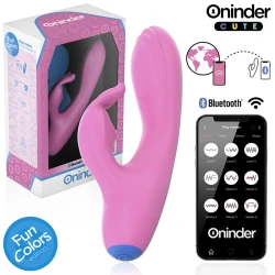 Vibrator tip iepure, G-Spot/Stimulator clitoris, Roz deschis + Bază albastru închis