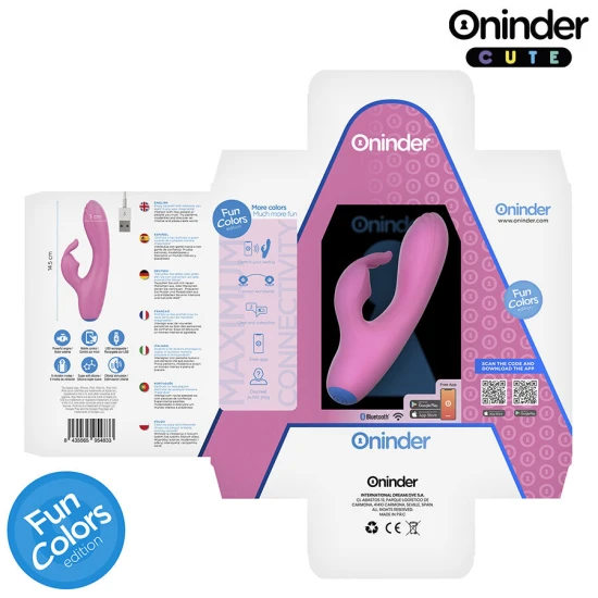 Vibrator tip iepure, G-Spot/Stimulator clitoris, Roz deschis + Bază albastru închis