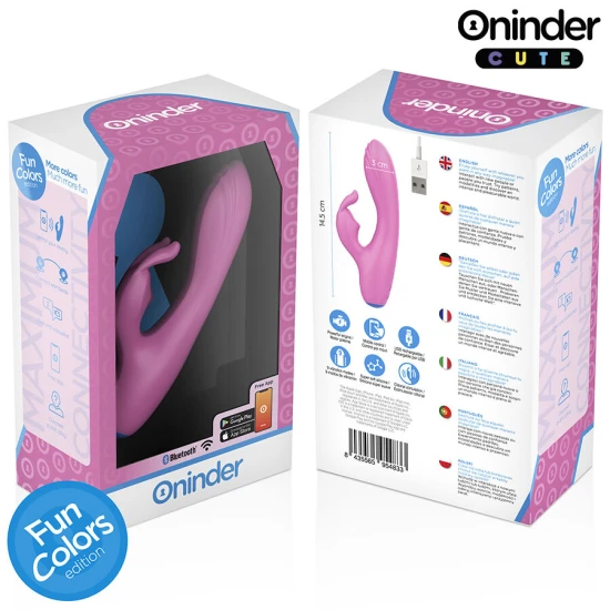 Vibrator tip iepure, G-Spot/Stimulator clitoris, Roz deschis + Bază albastru închis