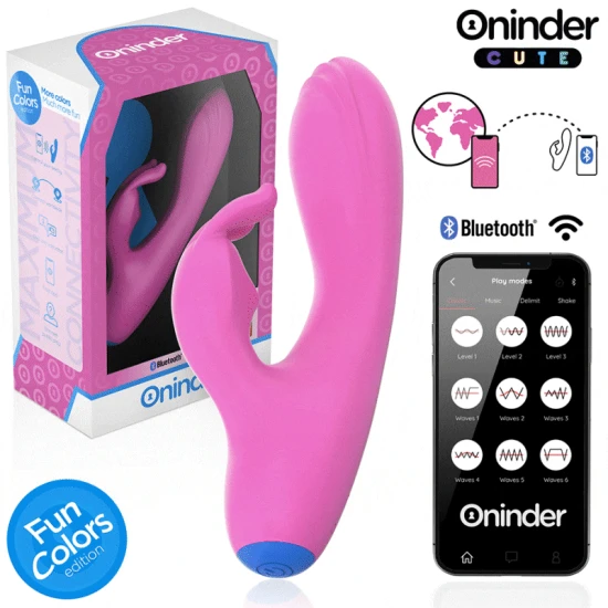 Vibrator tip iepure, G-Spot/Stimulator clitoris, Roz deschis + Bază albastru închis