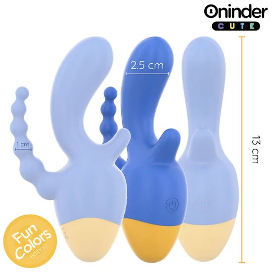 Vibrator Tip Triplu, Roz/Negru - Vibrator cu stimulare clitoridiană și anală