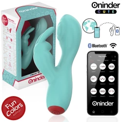 Vibrator tip iepure, Roz Turcoaz - Mod Tapping, 9 Moduri, Compatibil cu Aplicația ONINDER