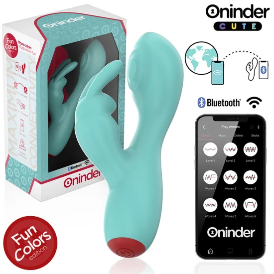 Vibrator tip iepure, Roz Turcoaz - Mod Tapping, 9 Moduri, Compatibil cu Aplicația ONINDER