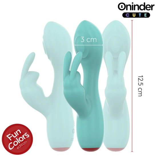Vibrator tip iepure, Roz Turcoaz - Mod Tapping, 9 Moduri, Compatibil cu Aplicația ONINDER