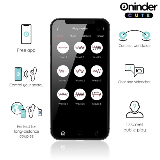 Vibrator tip iepure, Roz Turcoaz - Mod Tapping, 9 Moduri, Compatibil cu Aplicația ONINDER