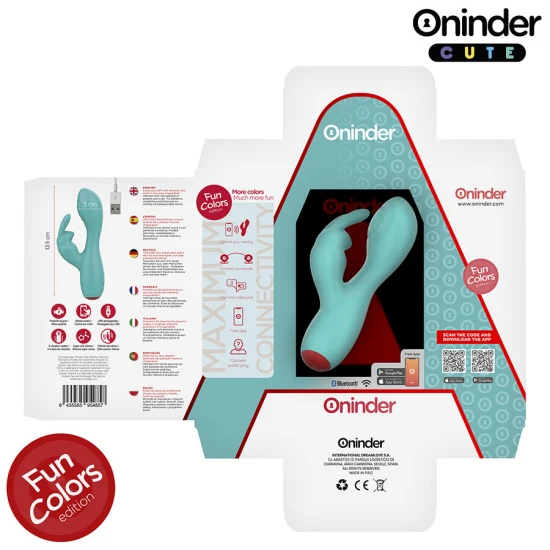Vibrator tip iepure, Roz Turcoaz - Mod Tapping, 9 Moduri, Compatibil cu Aplicația ONINDER