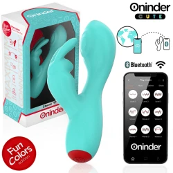 Vibrator tip iepure, Roz Turcoaz - Mod Tapping, 9 Moduri, Compatibil cu Aplicația ONINDER