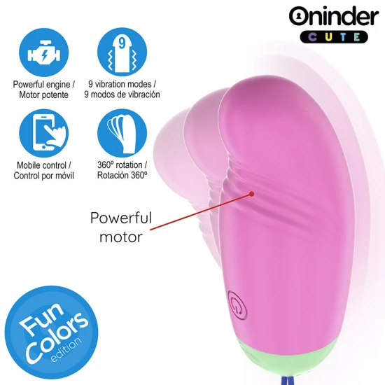 Ou din silicon vibrat/rotativ 360° - Roz/Mov - cu aplicație globală gratuită