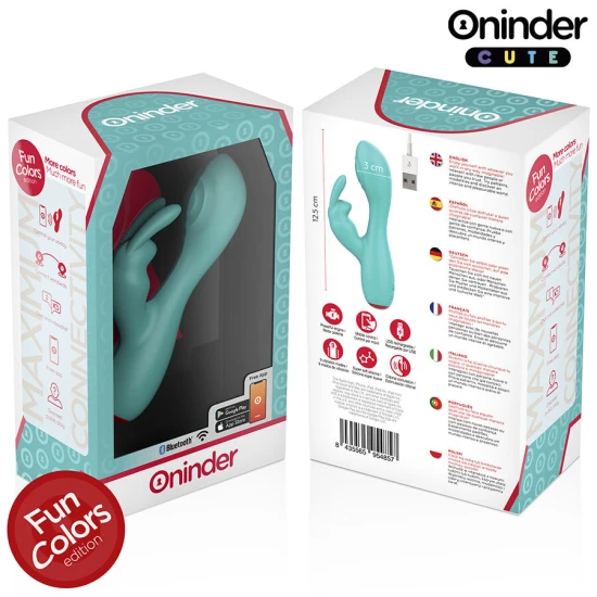 Vibrator tip iepure, Roz Turcoaz - Mod Tapping, 9 Moduri, Compatibil cu Aplicația ONINDER
