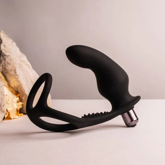 Plug anal cu inel pentru penis care vibrează, Roz