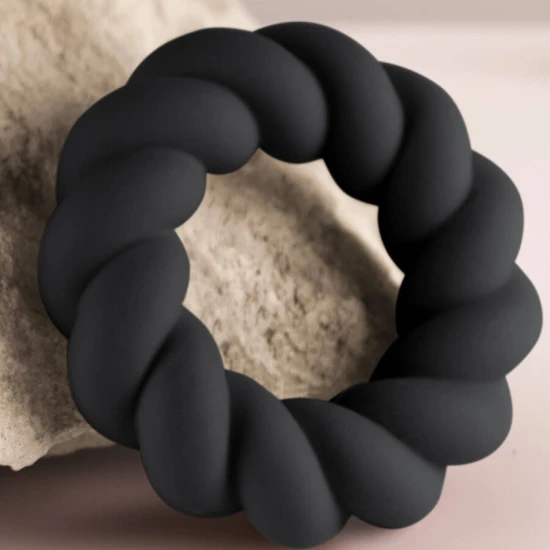 Inel masturbator Twist, Silicon, Negru