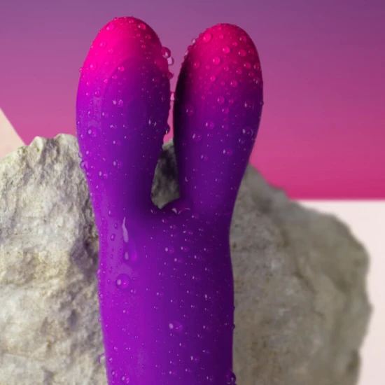 Vibrator tip iepuraș flexibil, Roz