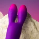 Vibrator tip iepuraș flexibil, Roz