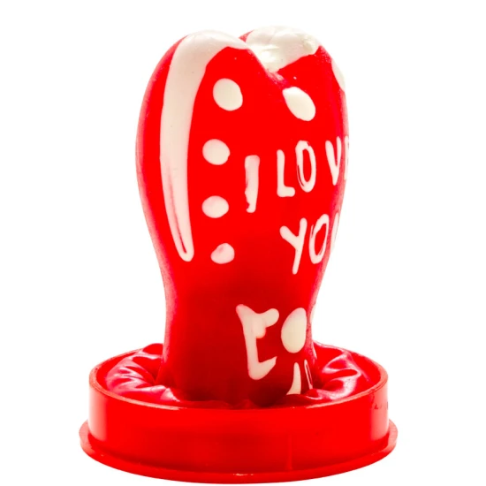 Set de prezervative decorative pictate manual, model Inimă „I Love You”
