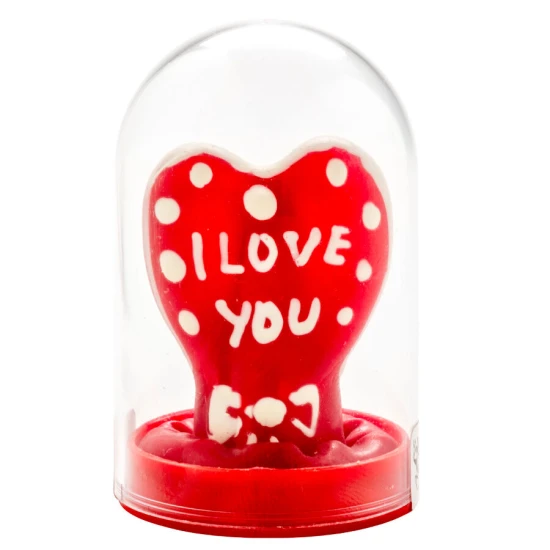 Set de prezervative decorative pictate manual, model Inimă „I Love You”