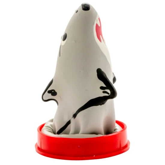 Set de prezervative novelty pictate manual, model rechin, Culoare