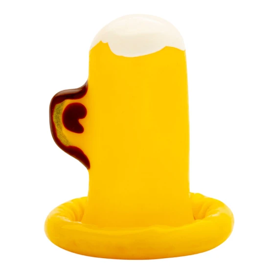 Set de prezervative novelty pictate manual, pahar de bere