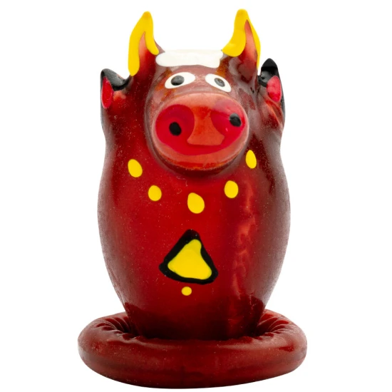 Set de prezervative cu design pictat manual, model Bull, Roz