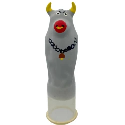 Prezervative novelty pictate manual, Model Bull, Gri, XL