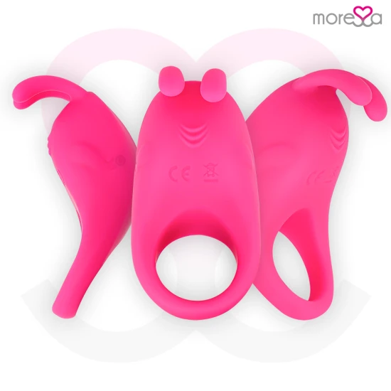 Brad premium cu inel vibrator din silicon, reîncărcabil, Roz
