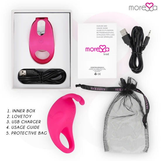 Brad premium cu inel vibrator din silicon, reîncărcabil, Roz