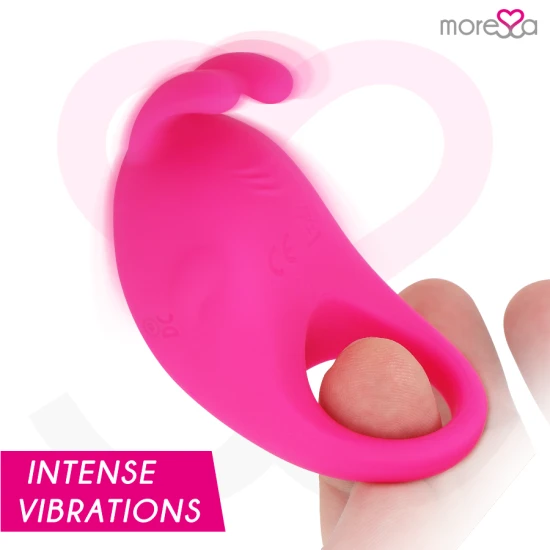 Brad premium cu inel vibrator din silicon, reîncărcabil, Roz