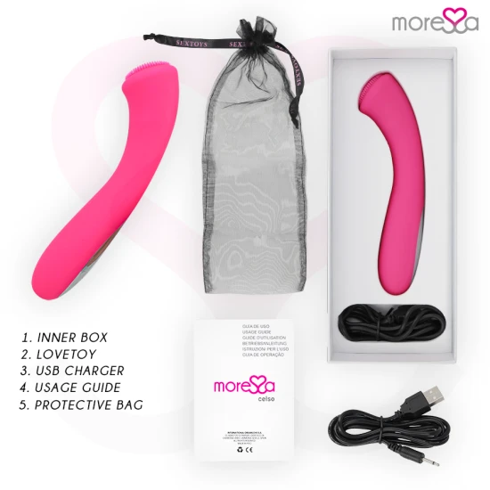 Celso Premium, vibrator cu silicon premium, reîncărcabil, roz