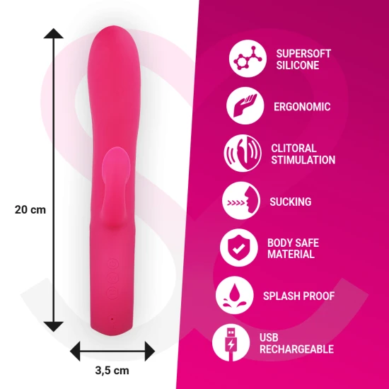 Vibrator tip iepuraș cu aspirație clitoridiană, silicon premium, Negru