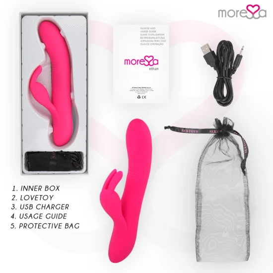 Ethan Premium, vibrator cu silicon premium, reîncărcabil, Roz