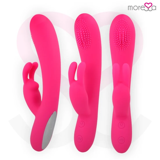 Vibrator tip iepuraș, silicon premium, reîncărcabil, Roz