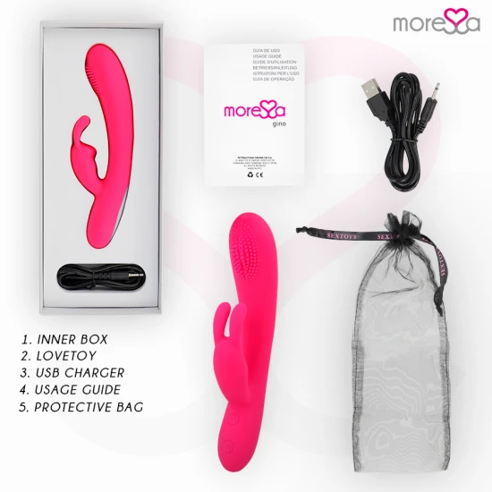 Vibrator tip iepuraș, silicon premium, reîncărcabil, Roz
