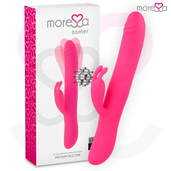 Vibrator premium cu rotație multiplă, Roz