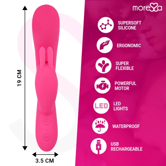 Telmo Premium, vibrator iepuraș din silicon, reîncărcabil, Roz