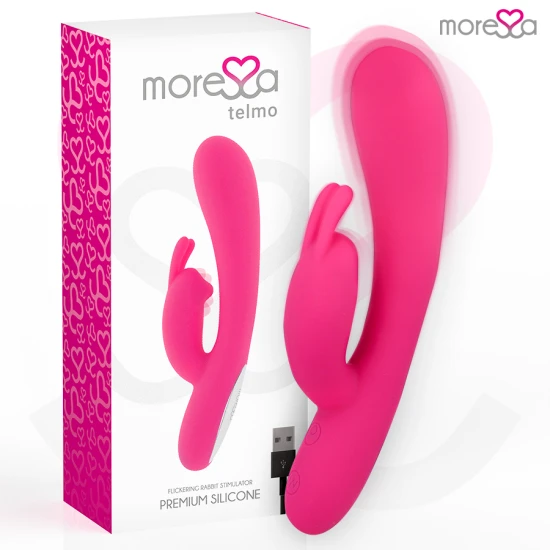 Telmo Premium, vibrator iepuraș din silicon, reîncărcabil, Roz