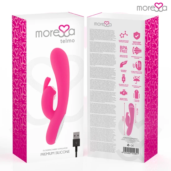 Telmo Premium, vibrator iepuraș din silicon, reîncărcabil, Roz