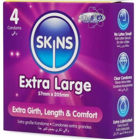 Set de 4 prezervative Premium Extra Large, Roz