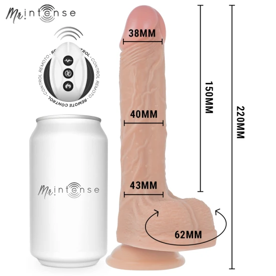 Dildo realist multifuncțional cu vibrații, silicon, negru, 22 cm