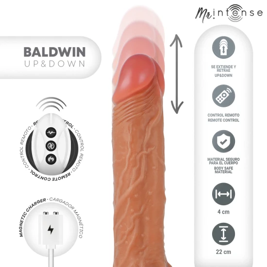 Dildo realist multifuncțional cu vibrații, silicon, negru, 22 cm