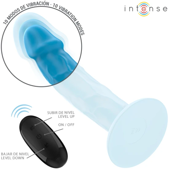 Vibrator Realistic Phoebe - 10 Vibrații, Albastru, Control de la Distanță