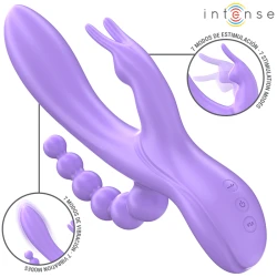 Vibrator Triple MIKO - Stimulator Vaginal, Clitoral și Anal, Mov, 7 Vibrații