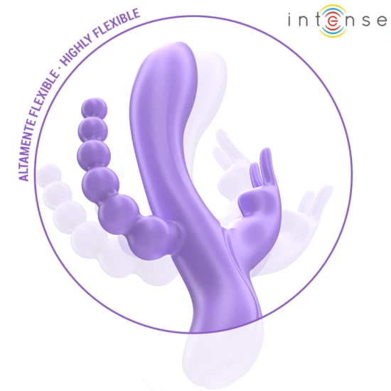 Vibrator Triple MIKO - Stimulator Vaginal, Clitoral și Anal, Mov, 7 Vibrații