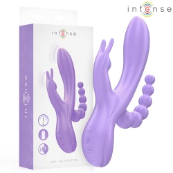 Vibrator Triple MIKO - Stimulator Vaginal, Clitoral și Anal, Mov, 7 Vibrații