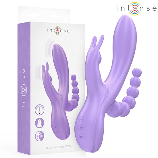 Vibrator Triple MIKO - Stimulator Vaginal, Clitoral și Anal, Mov, 7 Vibrații