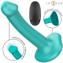 INTENSE - Vibrator cu ventuză, Albastru, Telecomandă, 10 moduri de vibrații