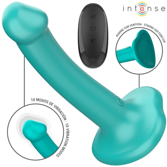INTENSE - Vibrator cu ventuză, Albastru, Telecomandă, 10 moduri de vibrații