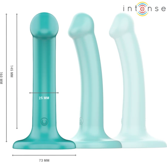 INTENSE - Vibrator cu ventuză, Albastru, Telecomandă, 10 moduri de vibrații