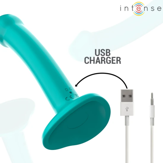 INTENSE - Vibrator cu ventuză, Albastru, Telecomandă, 10 moduri de vibrații