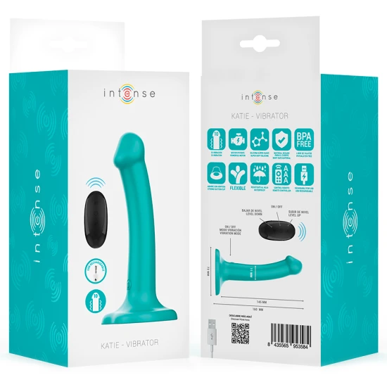 INTENSE - Vibrator cu ventuză, Albastru, Telecomandă, 10 moduri de vibrații