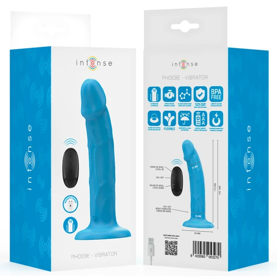 Vibrator Realistic Phoebe - 10 Vibrații, Albastru, Control de la Distanță