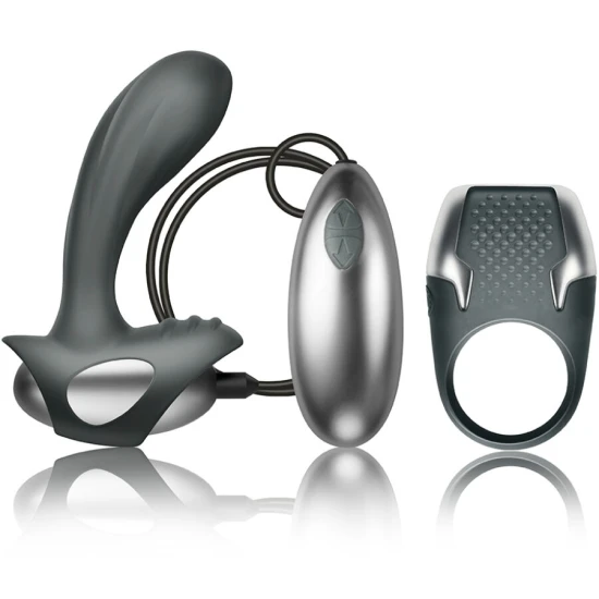 Set excitație cu inel pentru penis + masaj prostată cu fir